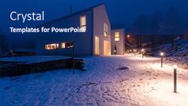  Presentation with house snow mountain - Audience pleasing PPT layouts consisting of modern-white-house-with-light backdrop and a ocean colored foreground