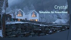  Presentation with house snow mountain - Cool new slides with modern-white-house backdrop and a ocean colored foreground