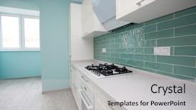  Presentation with clean house - Slide deck consisting of modern white kitchen clean interior background and a light gray colored foreground