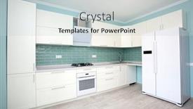  Presentation with clean house - Slide set enhanced with modern white kitchen clean interior design elegant kitchen in a luxury house background and a light gray colored foreground