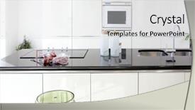  Presentation with kitchen design - Presentation theme consisting of modern white kitchen clean interior background and a light gray colored foreground
