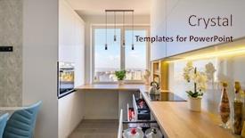  Presentation with reveal - PPT layouts featuring modern-white-kitchen-with-dining background and a soft green colored foreground