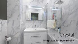  Presentation with marble - Slide set with modern-white-marble-bathroom-interior background and a light gray colored foreground