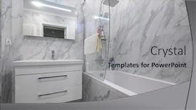  Presentation with cabinet - PPT theme enhanced with modern-white-marble-bathroom-interior background and a light gray colored foreground