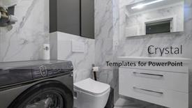  Presentation with marble - PPT theme having modern-white-marble-bathroom-interior background and a light gray colored foreground