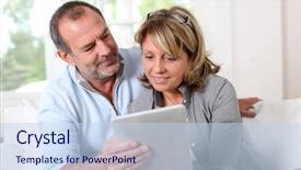  Presentation with web technology - Amazing theme having modern wireless technology - senior couple looking at web backdrop and a sky blue colored foreground