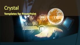  Presentation with wireless - Theme consisting of modern wireless technology illustration background and a tawny brown colored foreground