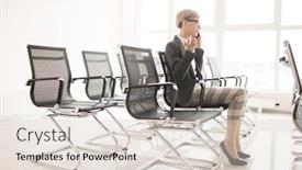  Presentation with modern elegant - PPT layouts consisting of modern woman in heel and elegant outfit sitting on chair in office hall and having phone call background and a lemonade colored foreground