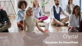 Presentation with coworkers - Theme enhanced with modern-woman-meditating-at-work background and a gray colored foreground
