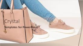  Presentation with spring modern - Presentation theme with modern-women-s-shoes background and a coral colored foreground