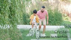  Presentation with adult-teaching - Amazing slide deck having modern-young-adult-father-teaching backdrop and a seafoam green colored foreground