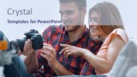  Presentation with checks - Theme consisting of modern-young-couple-checks background and a sky blue colored foreground