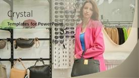  Presentation with fashion accessories - Presentation design having modern-young-lady-choose-clothes background and a light gray colored foreground