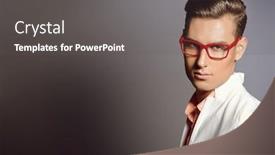  Presentation with modern elegant - Colorful slide set enhanced with modern young man in white jacket and elegant red glasses studio fashion shot optics backdrop and a dark gray colored foreground