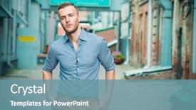  Presentation with city street - Slides featuring summer day men's fashion background and a seafoam green colored foreground