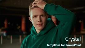  Presentation with young generation - Slide set with modern-young-man background and a forest green colored foreground