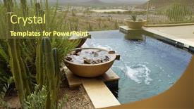  Presentation with horizon - Presentation with modern zero horizon swimming pool background and a tawny brown colored foreground