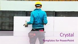  Presentation with modernization - Colorful PPT layouts enhanced with modernization - construction workers at a construction backdrop and a sky blue colored foreground