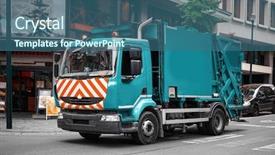  Presentation with modernization - Colorful PPT theme enhanced with modernization - garbage truck on city street backdrop and a ocean colored foreground