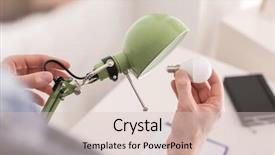  Presentation with light bulb graduation cap - Theme consisting of modernization - man changing light bulb background and a lemonade colored foreground