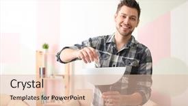  Presentation with light bulb - Beautiful slides featuring modernization - man changing light bulb backdrop and a lemonade colored foreground