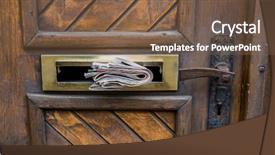  Presentation with modernization - Theme having modernization - newspapers in a letter slot background and a violet colored foreground