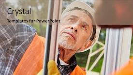  Presentation with modernization - Cool new PPT theme with modernization - senior competent window fitter assembles backdrop and a coral colored foreground
