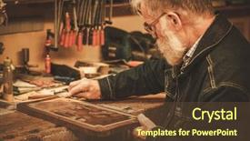  Presentation with element - Presentation featuring modernization - senior restorer working with antique background and a tawny brown colored foreground