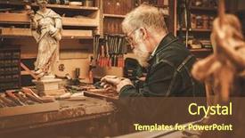  Presentation with element - PPT theme with modernization - senior restorer working with antique background and a tawny brown colored foreground