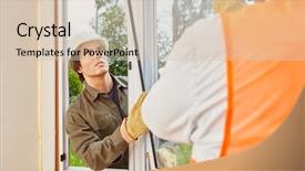  Presentation with modernization - Amazing slide deck having modernization - two men installing window mount backdrop and a lemonade colored foreground