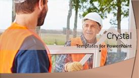  Presentation with modernization - Audience pleasing slides consisting of modernization - window builder team working backdrop and a coral colored foreground