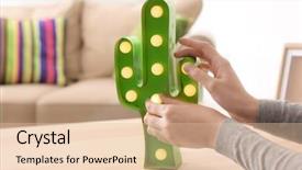  Presentation with modernization - Slide set featuring modernization - woman changing light bulb background and a lemonade colored foreground