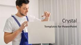  Presentation with light bulb or lightbulb - Colorful theme enhanced with modernization background - man changing light bulb backdrop and a  colored foreground