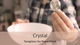  Presentation with light bulb - Beautiful PPT theme featuring modernization background - man changing light bulb backdrop and a  colored foreground