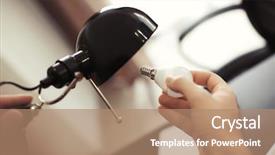  Presentation with light bulb idea invention presenter - Audience pleasing PPT theme consisting of modernization background - man changing light bulb backdrop and a  colored foreground