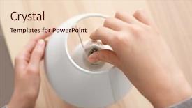  Presentation with light bulb graduation cap - Colorful slide set enhanced with modernization background - woman changing light bulb backdrop and a lemonade colored foreground