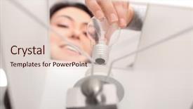  Presentation with light bulb - Audience pleasing slide set consisting of modernization background - woman changing light bulb backdrop and a lemonade colored foreground