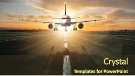  Presentation with runway - Colorful presentation theme enhanced with modes - commercial jetliner landing on runway backdrop and a tawny brown colored foreground