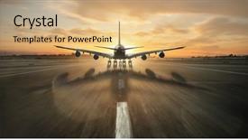  Presentation with runway - Presentation theme consisting of modes - huge two storeys commercial jetliner background and a coral colored foreground