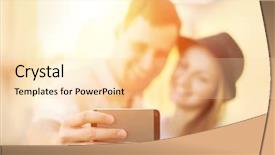  Presentation with shooting - PPT theme having modile phone at the city background and a  colored foreground