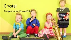  Presentation with trumpet - Slide set enhanced with mods two girls and two background and a yellow colored foreground