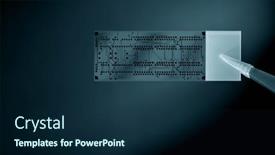  Presentation with module - Presentation theme having module-lab-he-chip background and a navy blue colored foreground