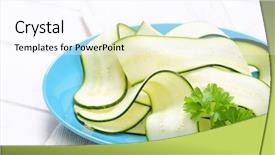  Presentation with black and white film strip - Slide deck consisting of cucurbita - plate of raw zucchini strips background and a pink colored foreground