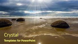  Presentation with pacific island - Colorful PPT theme enhanced with moeraki-boulders-is-the-group backdrop and a tawny brown colored foreground