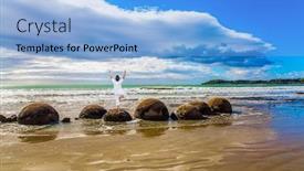  Presentation with pacific island - Presentation featuring moeraki-boulders-is-the-group background and a light blue colored foreground