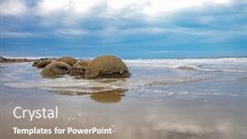  Presentation with new zealand - Theme consisting of moeraki-boulders-new-zealand-south background and a gray colored foreground