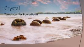  Presentation with sunset beach - Beautiful PPT layouts featuring moeraki-boulders-on-the-koekohe backdrop and a seafoam green colored foreground