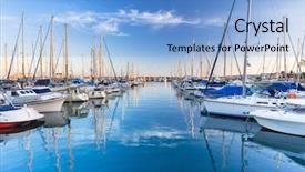  Presentation with sea fishing - Beautiful PPT theme featuring mogan a small fishing port backdrop and a light blue colored foreground