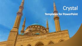  Presentation with middle east - Presentation theme featuring mohammad al-amin mosque background and a teal colored foreground