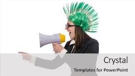  Presentation with funny - Colorful presentation theme enhanced with mohicans - funny businesswoman in business concept backdrop and a light gray colored foreground